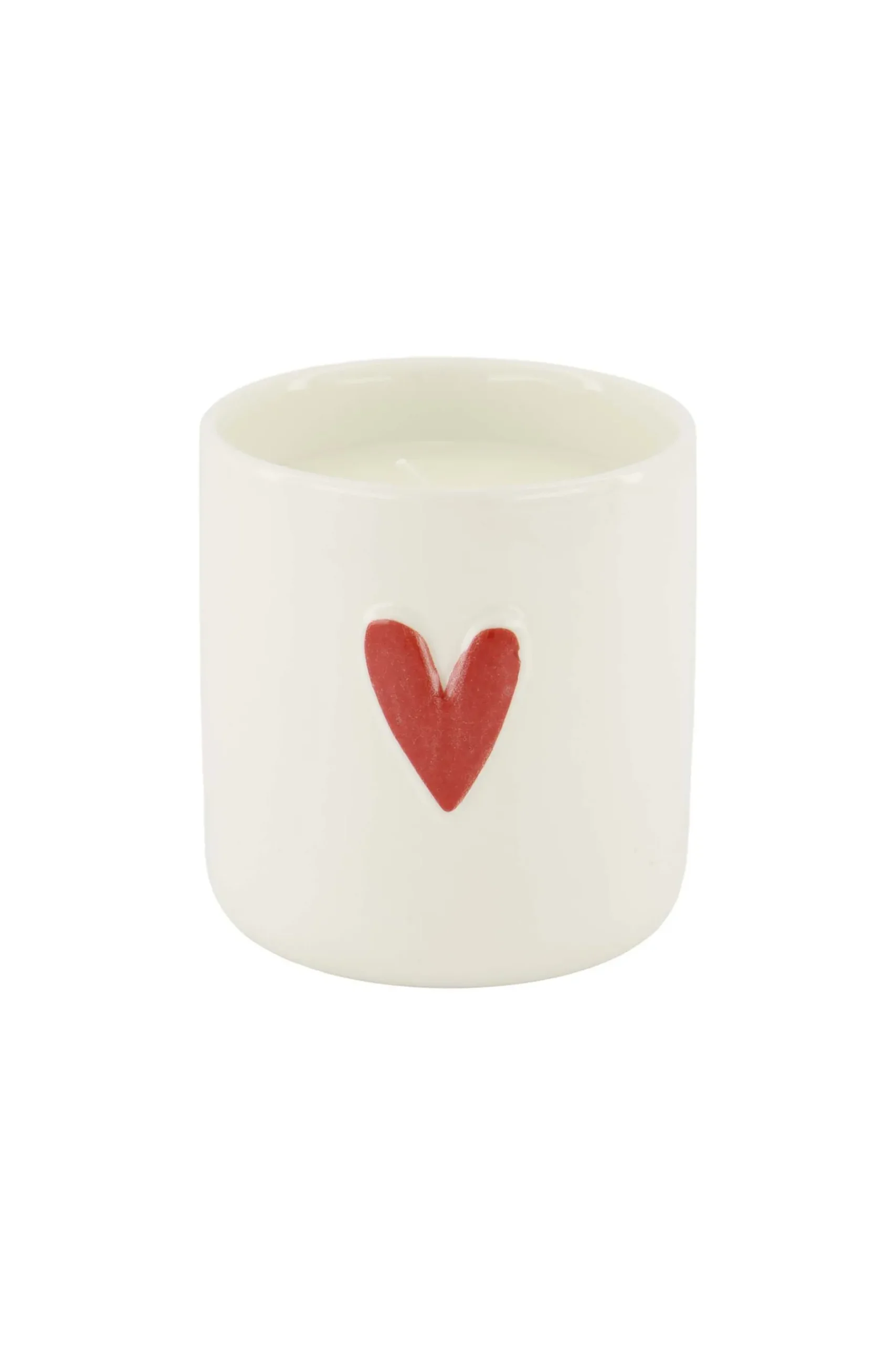 ZUSSS Geurkaarsen*keramieken geurkaars linnen hartje wit rood