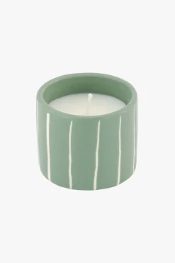 ZUSSS Geurkaarsen*keramieken geurkaarsje met houten deksel klavertje salie saligroen