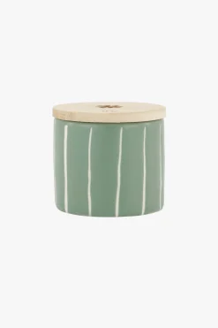 ZUSSS Geurkaarsen*keramieken geurkaarsje met houten deksel klavertje salie saligroen