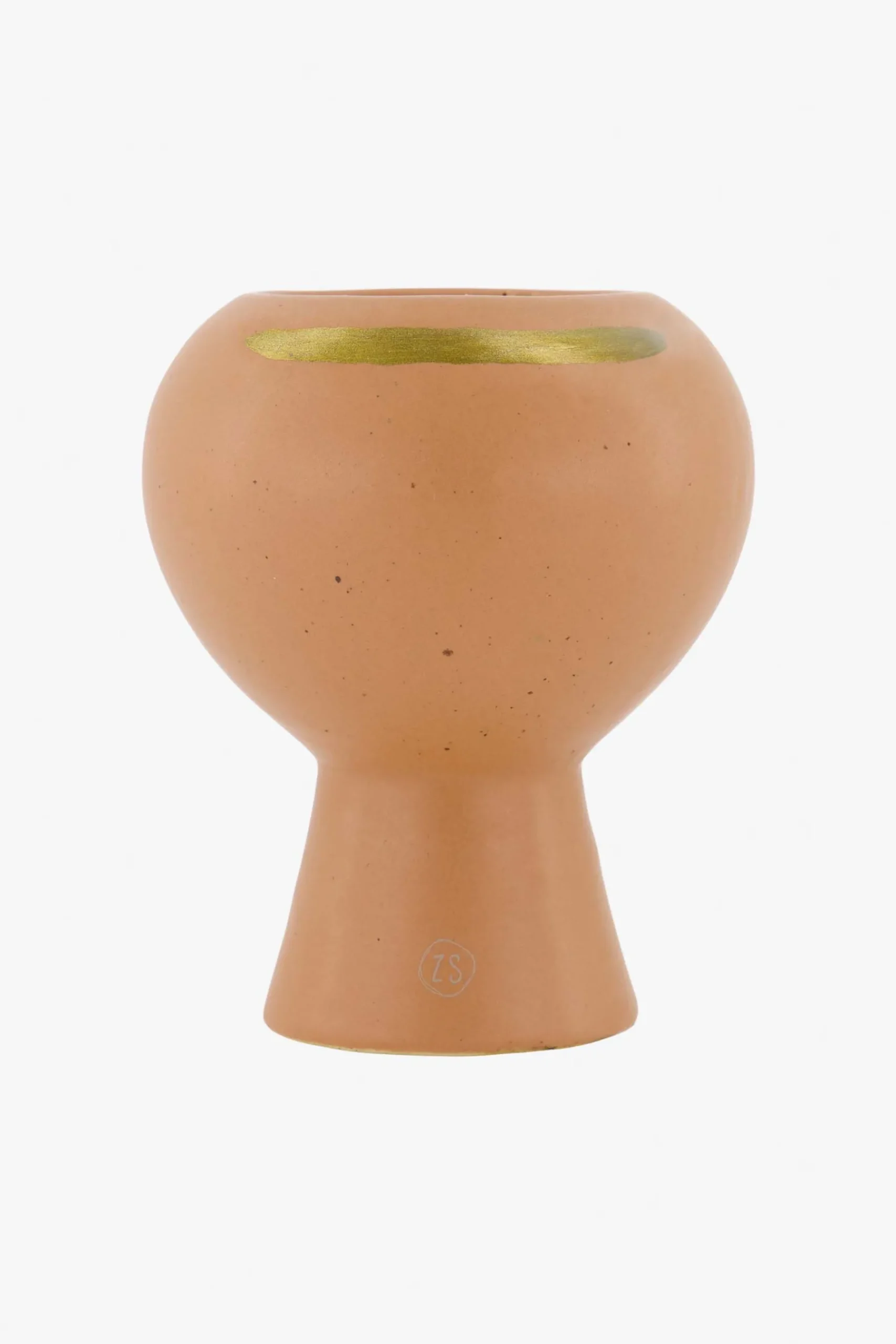 ZUSSS Geurkaarsen*keramieken geurkaars met gouden streep poederroze