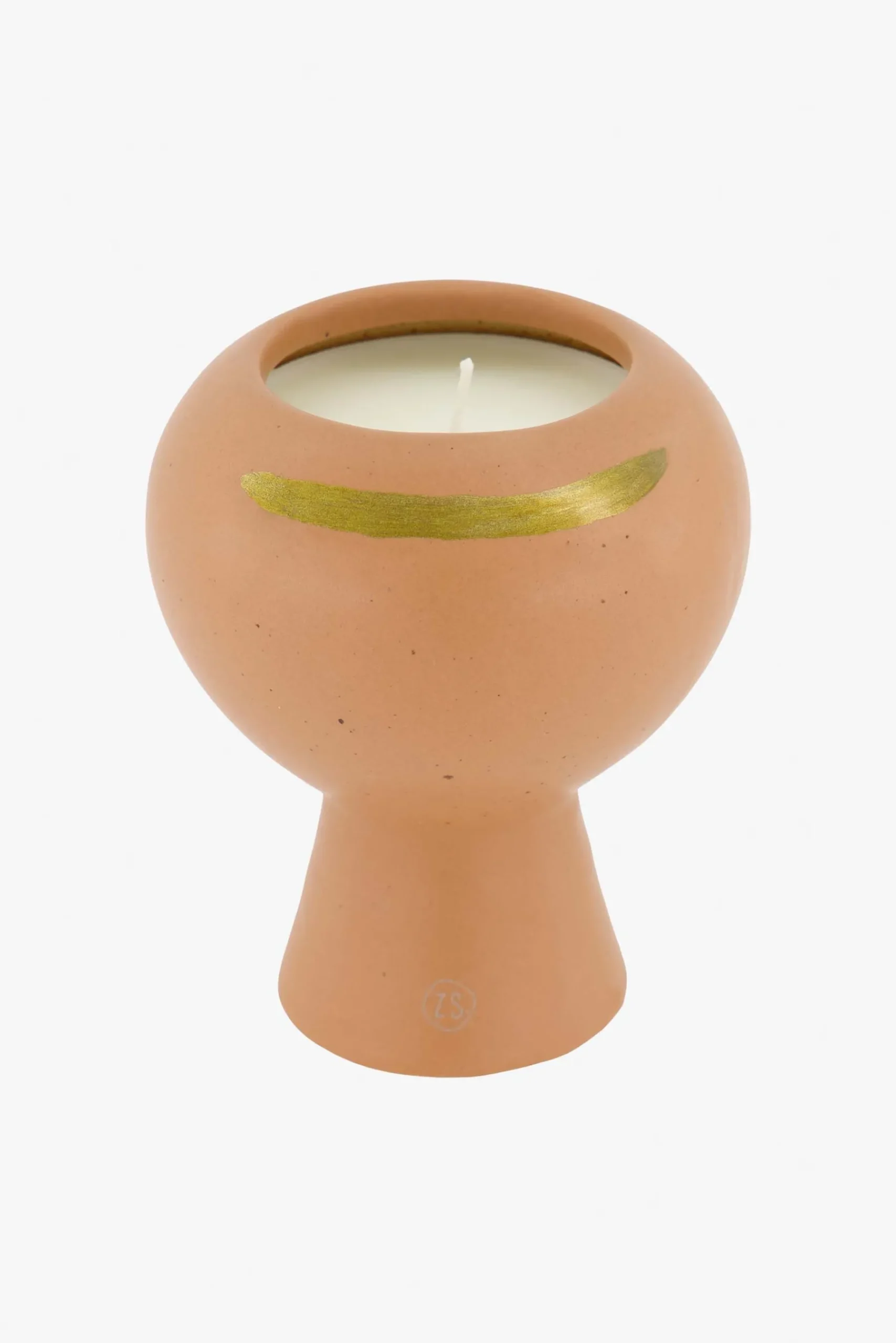 ZUSSS Geurkaarsen*keramieken geurkaars met gouden streep poederroze