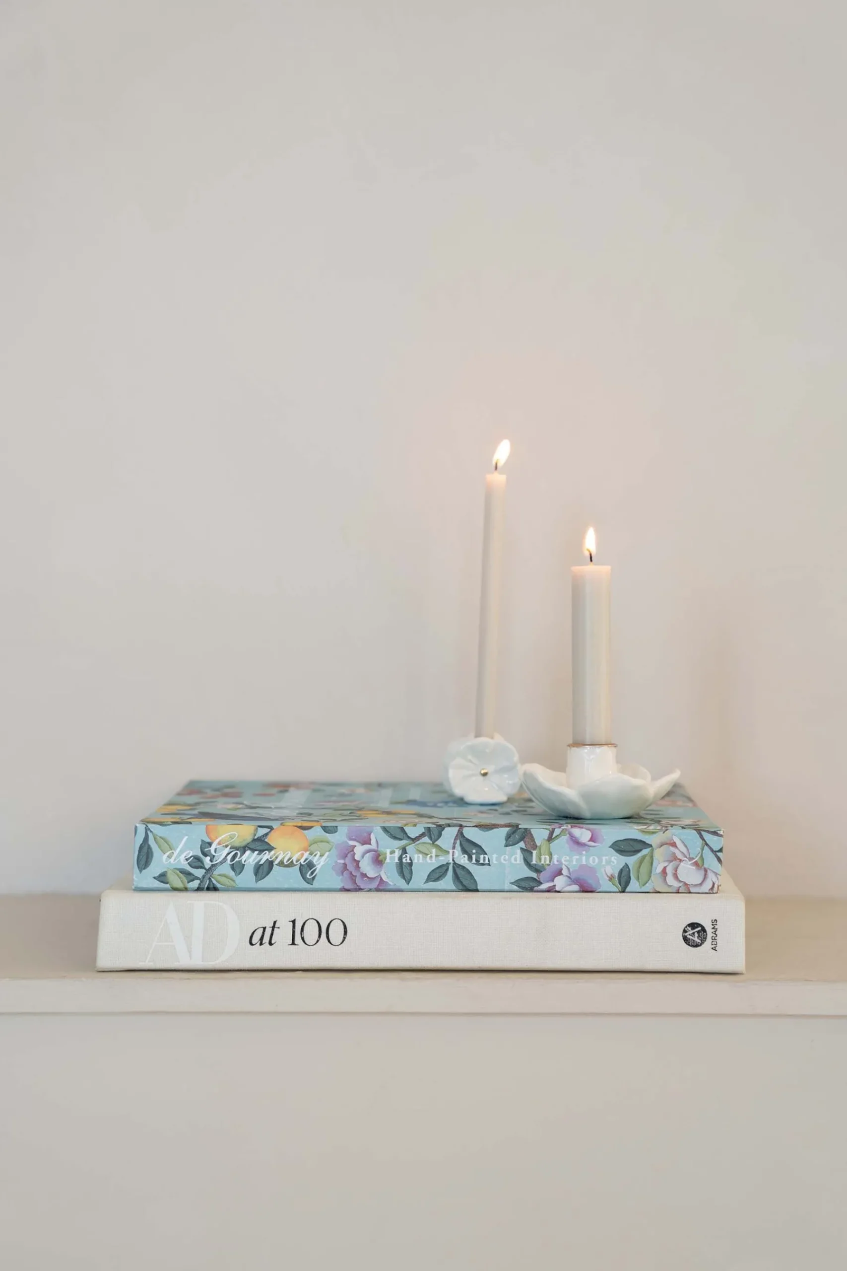 ZUSSS Kaarsen|Kaarsenhouders*keramieken kandelaar bloem wit