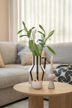 ZUSSS Kaarsen|Kaarsenhouders*keramieken kandelaar met bolling spikkels zand