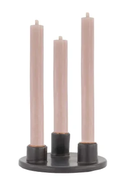 ZUSSS Kaarsen|Kaarsenhouders*keramieken kandelaar voor 3 dinerkaarsen rond antracietgrijs