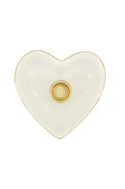 ZUSSS Kaarsen|Kaarsenhouders*keramieken kandelaar hartvorm wit