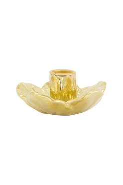 ZUSSS Kaarsen|Kaarsenhouders*keramieken kandelaar bloem goud