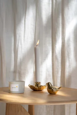 ZUSSS Kaarsen|Kaarsenhouders*keramieken kandelaar bloem goud