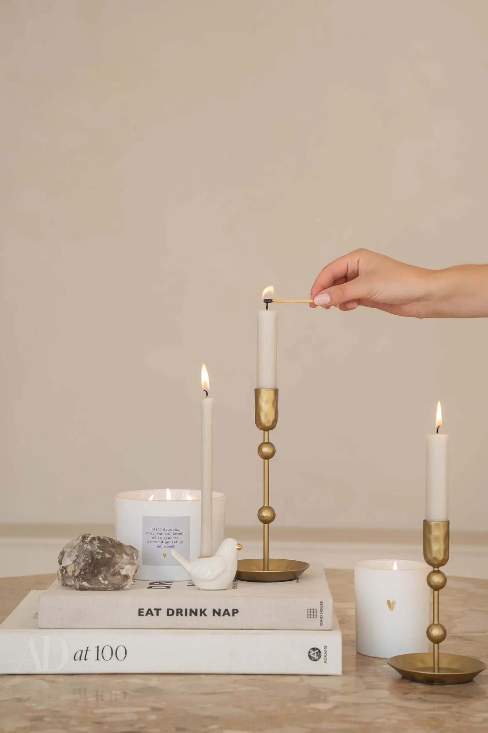 ZUSSS Kaarsen|Kaarsenhouders*keramieken kandelaartje vogel wit