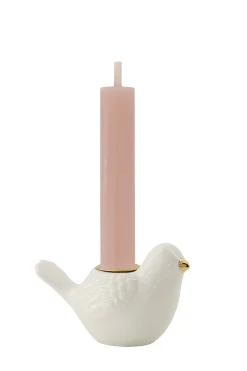 ZUSSS Kaarsen|Kaarsenhouders*keramieken kandelaar vogel wit