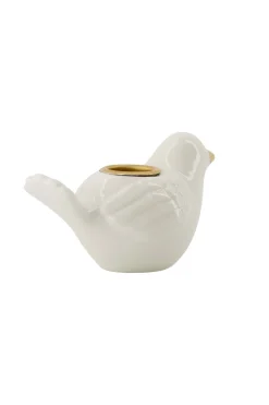 ZUSSS Kaarsen|Kaarsenhouders*keramieken kandelaar vogel wit