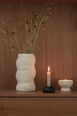 ZUSSS Kaarsen|Kaarsenhouders*keramieken kandelaar rond zwart