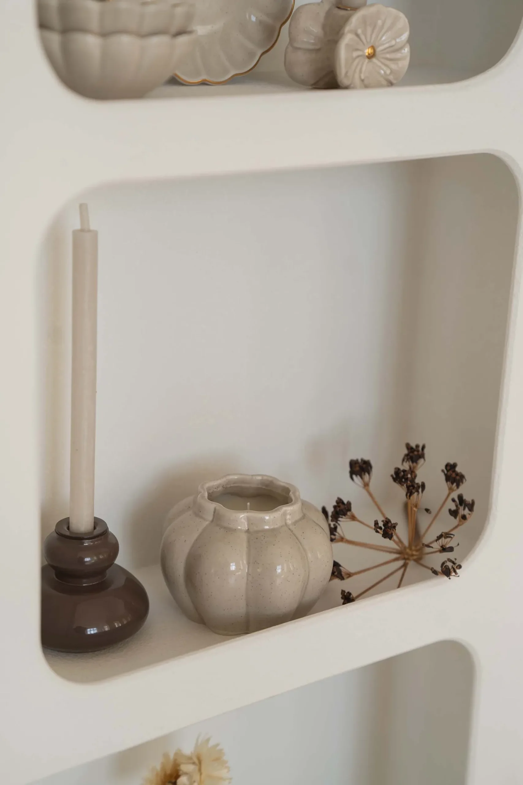 ZUSSS Kaarsen|Kaarsenhouders*keramieken kandelaar beige