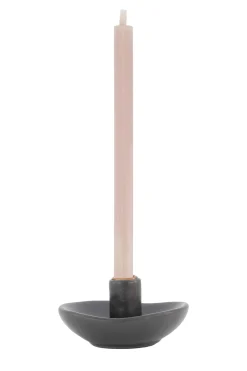 ZUSSS Kaarsen|Kaarsenhouders*keramieken kandelaartje ronde schaal antracietgrijs