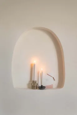 ZUSSS Kaarsen|Kaarsenhouders*keramieken kandelaartje ronde schaal antracietgrijs