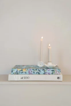 ZUSSS Kaarsen|Kaarsenhouders*keramieken kandelaartje bloem wit