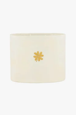 ZUSSS Geurkaarsen*keramieken luxe geurkaars jasmijn klavertje wit