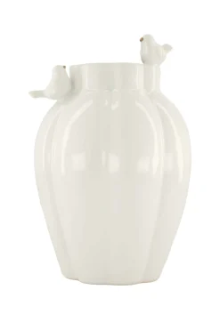 ZUSSS Vazen & Potten*keramieken vaas vogeltjes wit