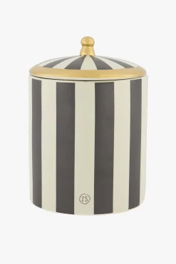 ZUSSS Opbergers & Manden*keramieken voorraadpot strepen L zand antraciet zand/antraciet
