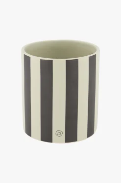 ZUSSS Opbergers & Manden*keramieken voorraadpot strepen L zand antraciet zand/antraciet