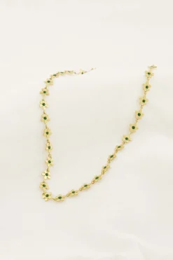 ZUSSS Kettingen*ketting met bloemen donkergroen