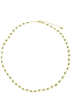 ZUSSS Kettingen*ketting met bloemen donkergroen