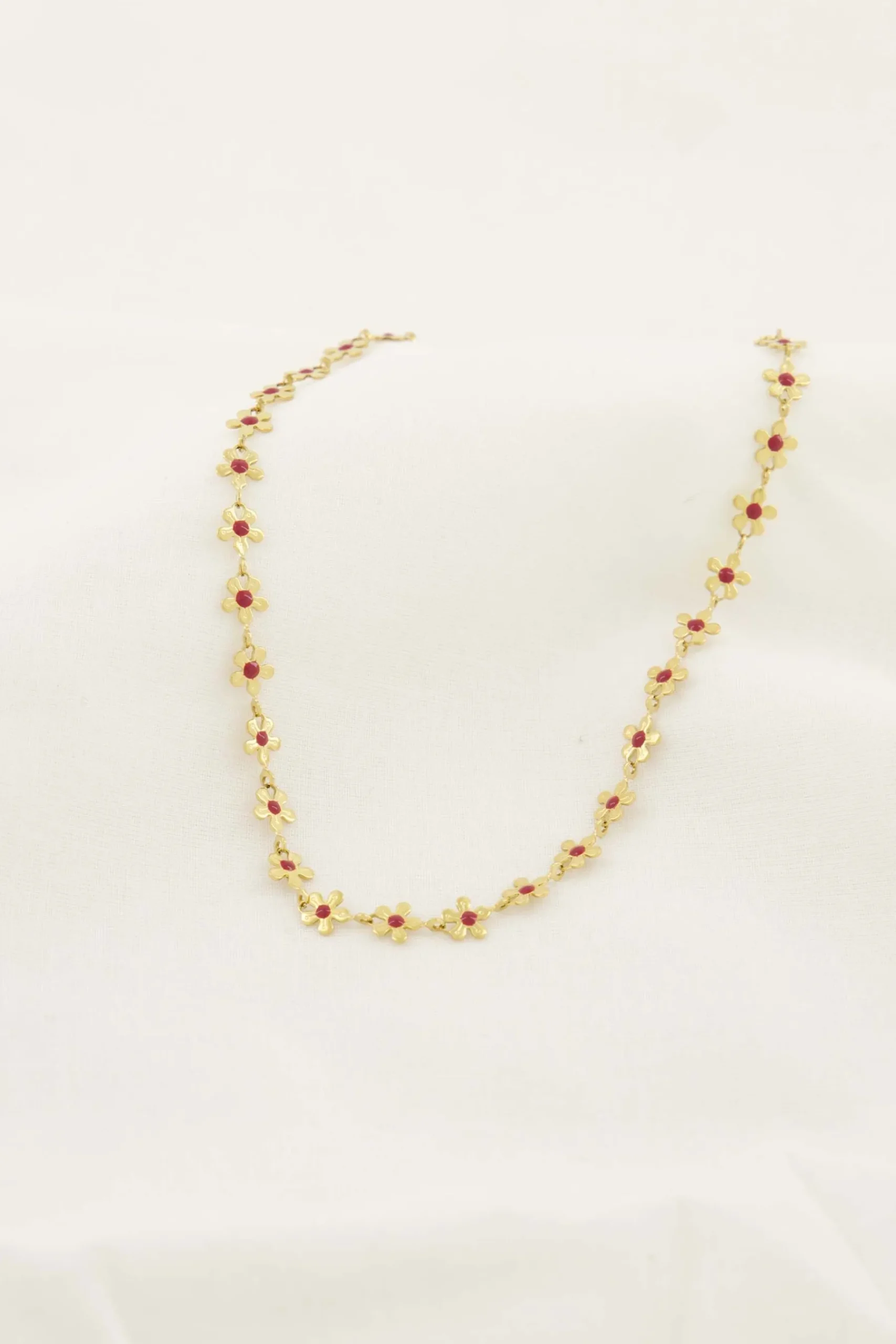 ZUSSS Kettingen*ketting met bloemen roze rood rozerood