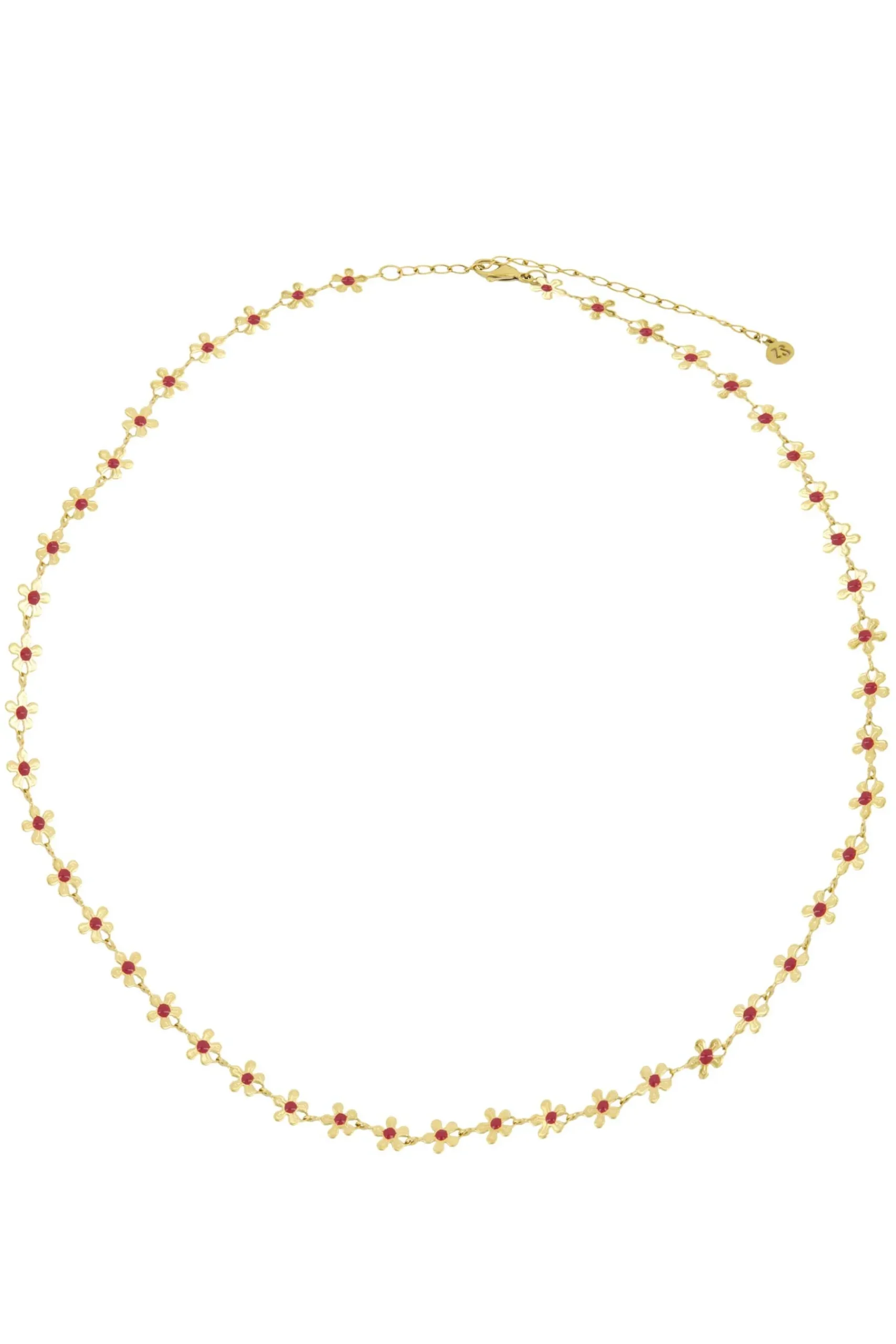 ZUSSS Kettingen*ketting met bloemen roze rood rozerood