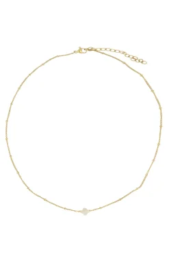 ZUSSS Kettingen*ketting met bloemsteentje /goud creme