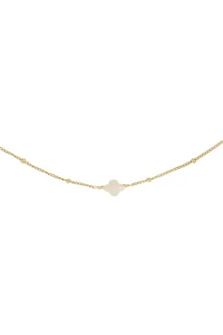 ZUSSS Kettingen*ketting met bloemsteentje /goud creme