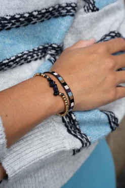 ZUSSS Armbandjes*kralenarmband met glassteen donkerblauw