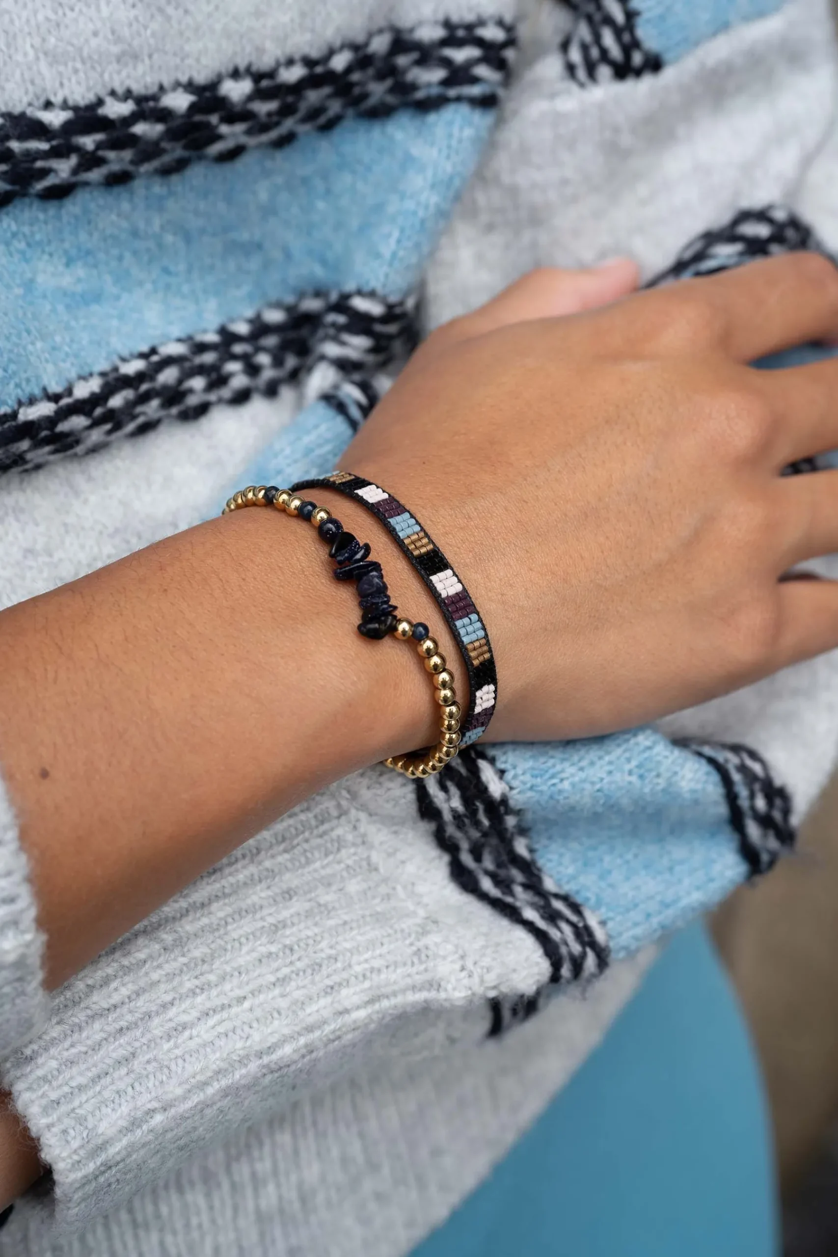 ZUSSS Armbandjes*kralenarmband met glassteen donkerblauw