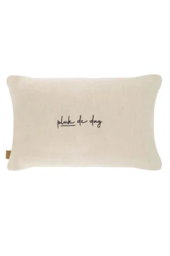 ZUSSS Kussens*kussen bloemen silhouet borduur 50x30 cm zand