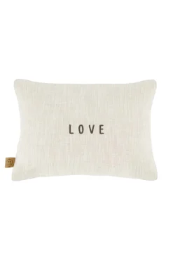 ZUSSS Kussens*kussen bloemenpatroon love 35x25cm antracietgrijs/zand zand/antraciet