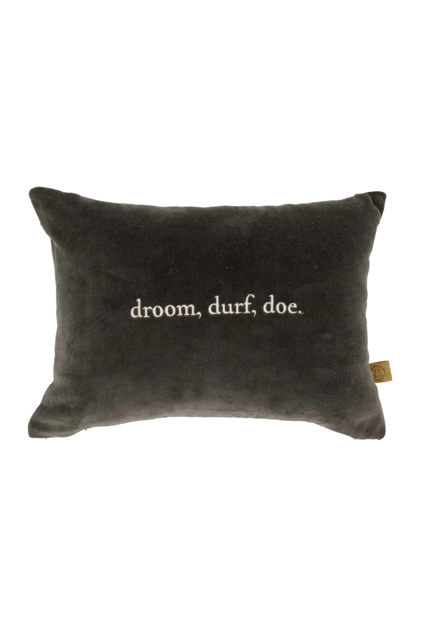 ZUSSS Kussens*kussen droom durf doe 35x25cm antracietgrijs/zand zand/antraciet