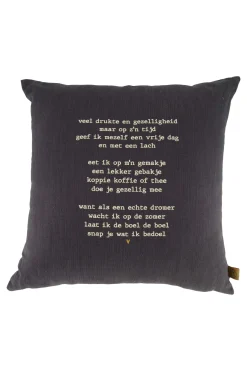 ZUSSS Kussens*kussen gedicht gezelligheid 45x45cm antracietgrijs
