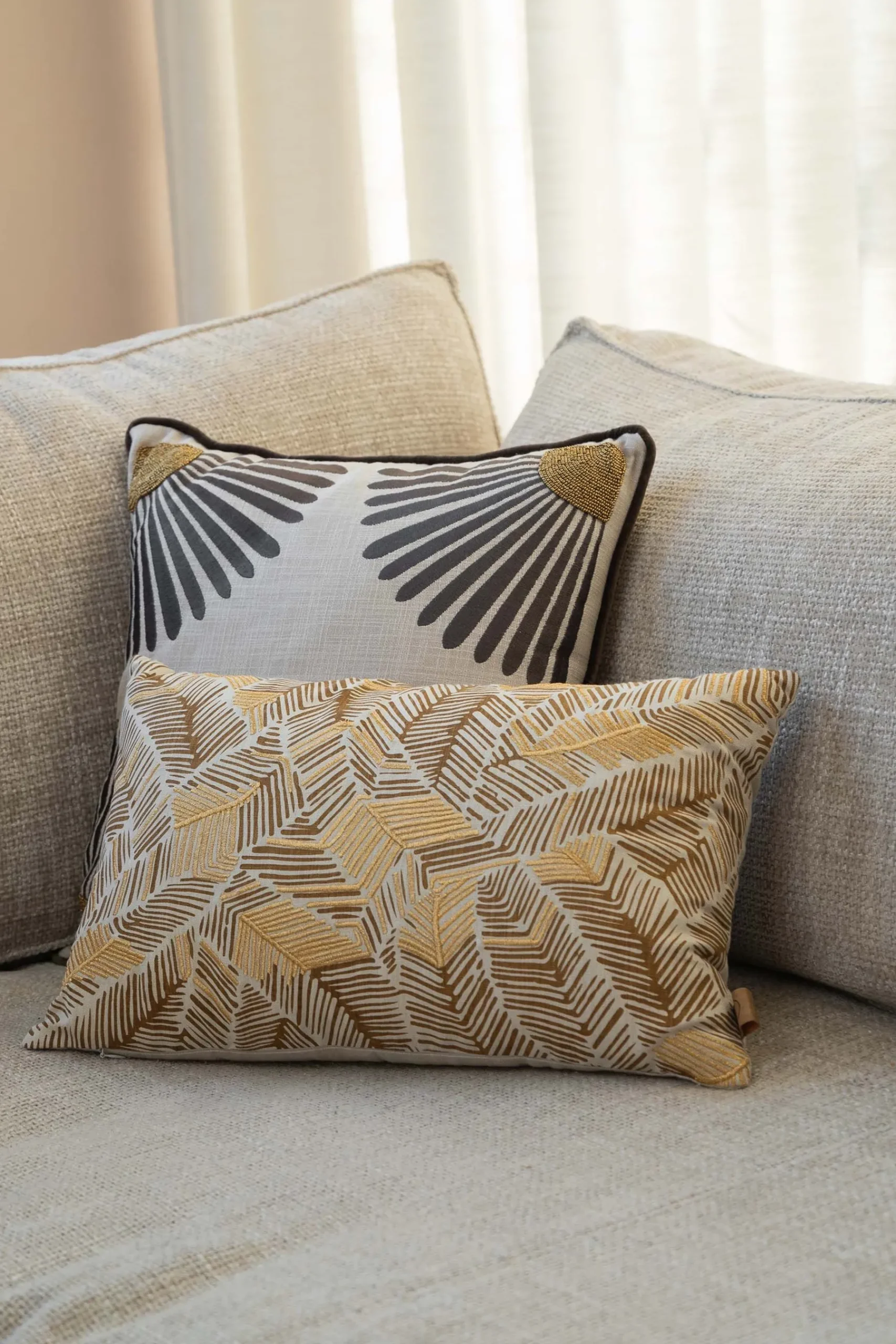 ZUSSS Kussens*kussen graanprint 50x30cm zand/oker/goud