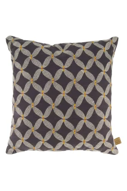 ZUSSS Kussens*kussen grafisch gewoven patroon 45x45cm antracietgrijs antracietgrijs/champagne