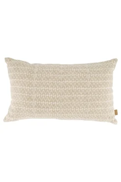 ZUSSS Kussens*kussen hartjespatroon met borduur 50x30cm linnen/warmgrijs