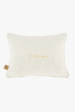 ZUSSS Kussens*kussen i like you en hartjes 35x25cm peper en zout/goud peperenzout/goud
