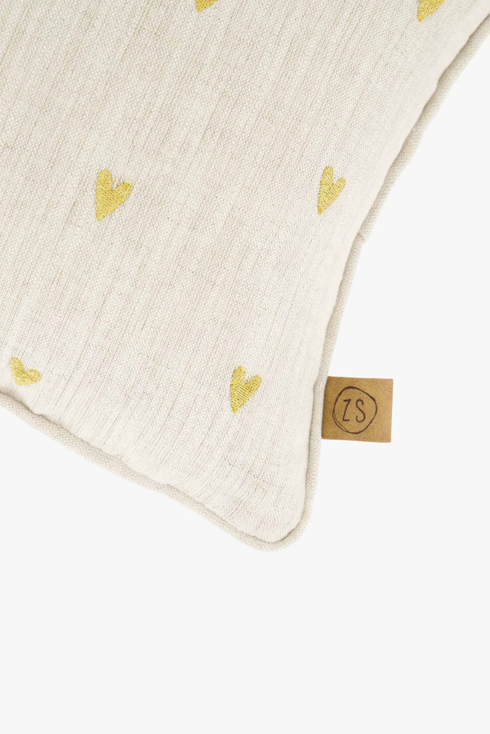 ZUSSS Kussens*kussen i like you en hartjes 35x25cm peper en zout/goud peperenzout/goud