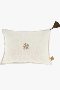 ZUSSS Kussens*kussen klavertje en strepen 35x25cm peper en zout/brique peperenzout/brique