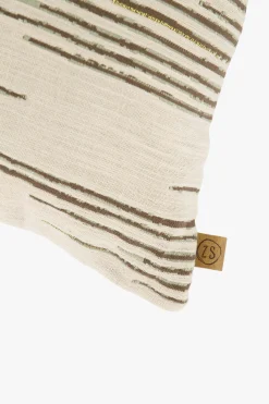 ZUSSS Kussens*kussen lijnenpatroon 60x40cm zand/leem/saliegroen