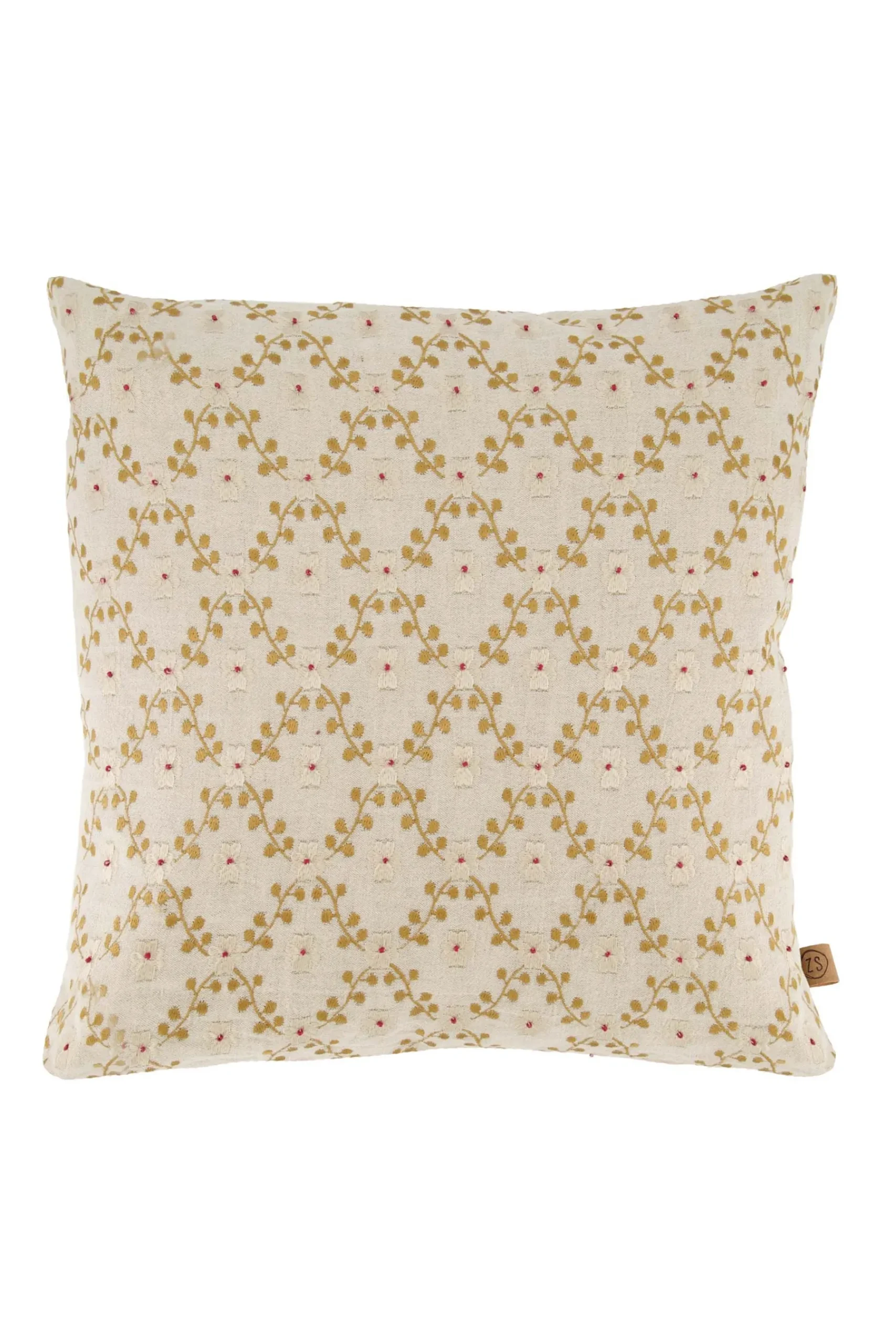 ZUSSS Kussens*kussen wieber bloem borduur 45x45cm linnen/goud