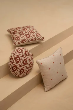 ZUSSS Kussens*kussen zonnetjesprint 45x45cm peper en zout/brique peperenzout/brique