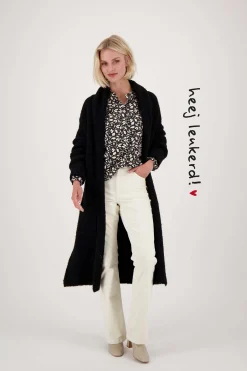 ZUSSS Vesten*lang boucle vest zwart