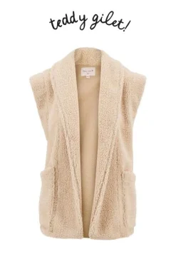 ZUSSS Vesten*lang teddy gilet met zakken off white offwhite