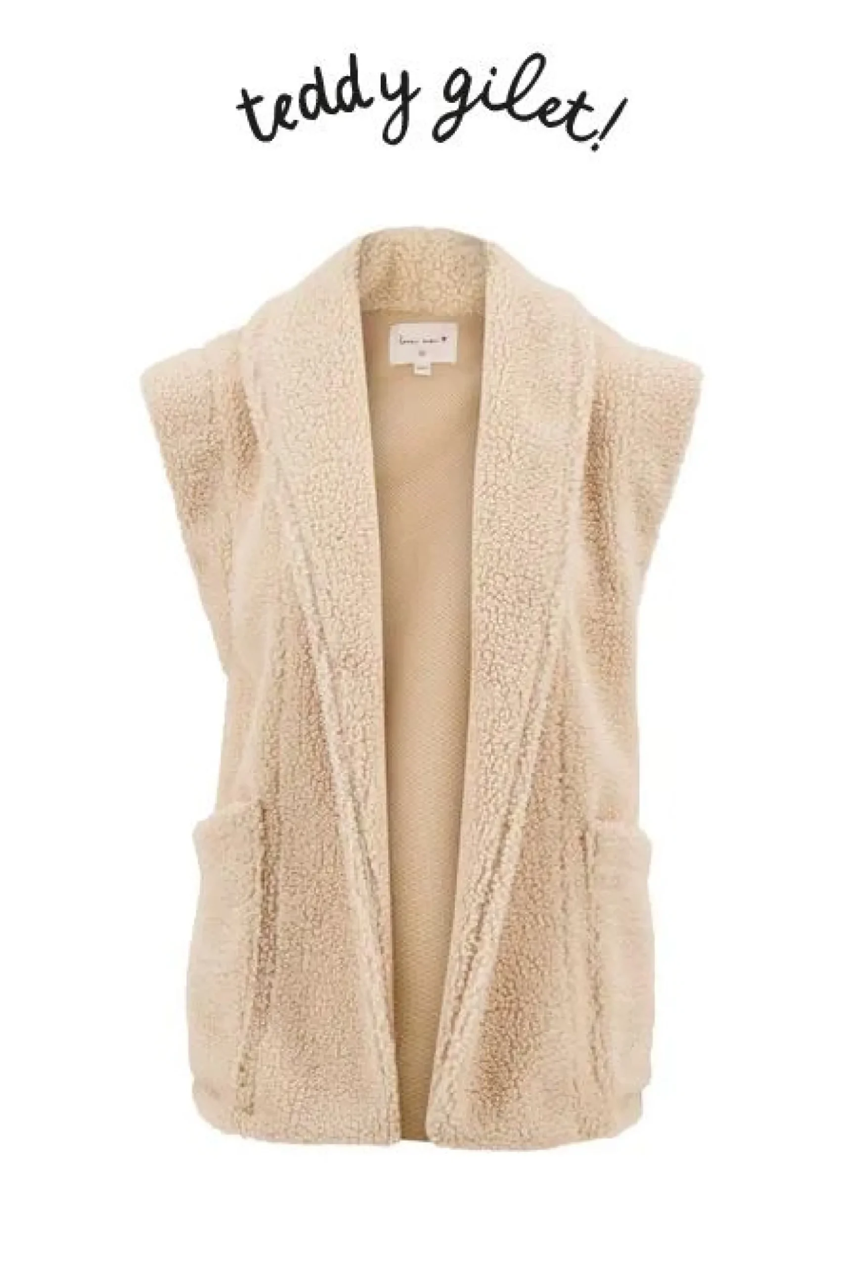 ZUSSS Vesten*lang teddy gilet met zakken off white offwhite