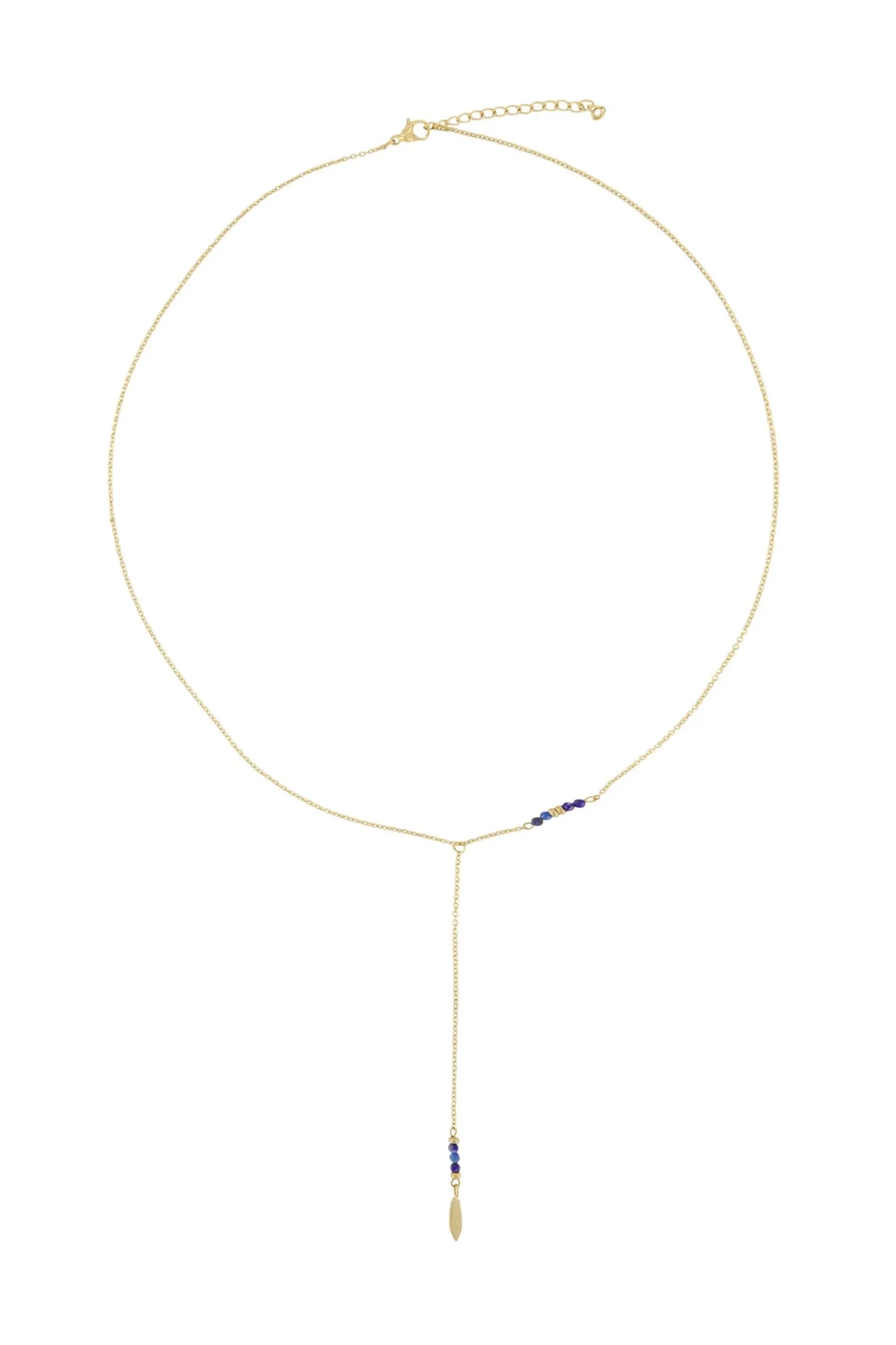 ZUSSS Kettingen*lange ketting met veertje goud/kobalt goud/kobaltblauw