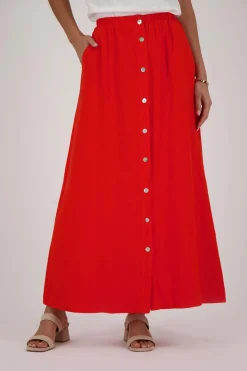 ZUSSS Jurkjes & Rokken*linnen doorknooprok koraalrood