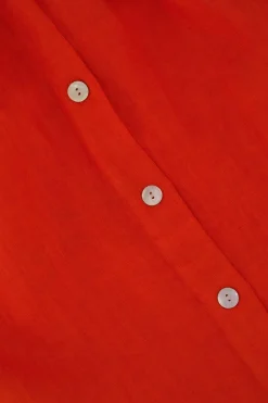 ZUSSS Jurkjes & Rokken*linnen doorknooprok koraalrood